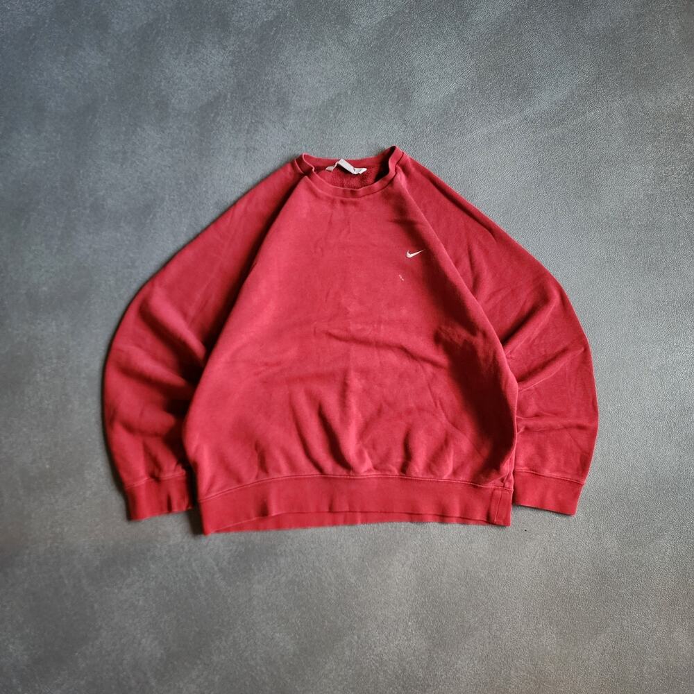 Vintage Nike Mini Side Swoosh Red Essential Pullover Sweatshirt Large